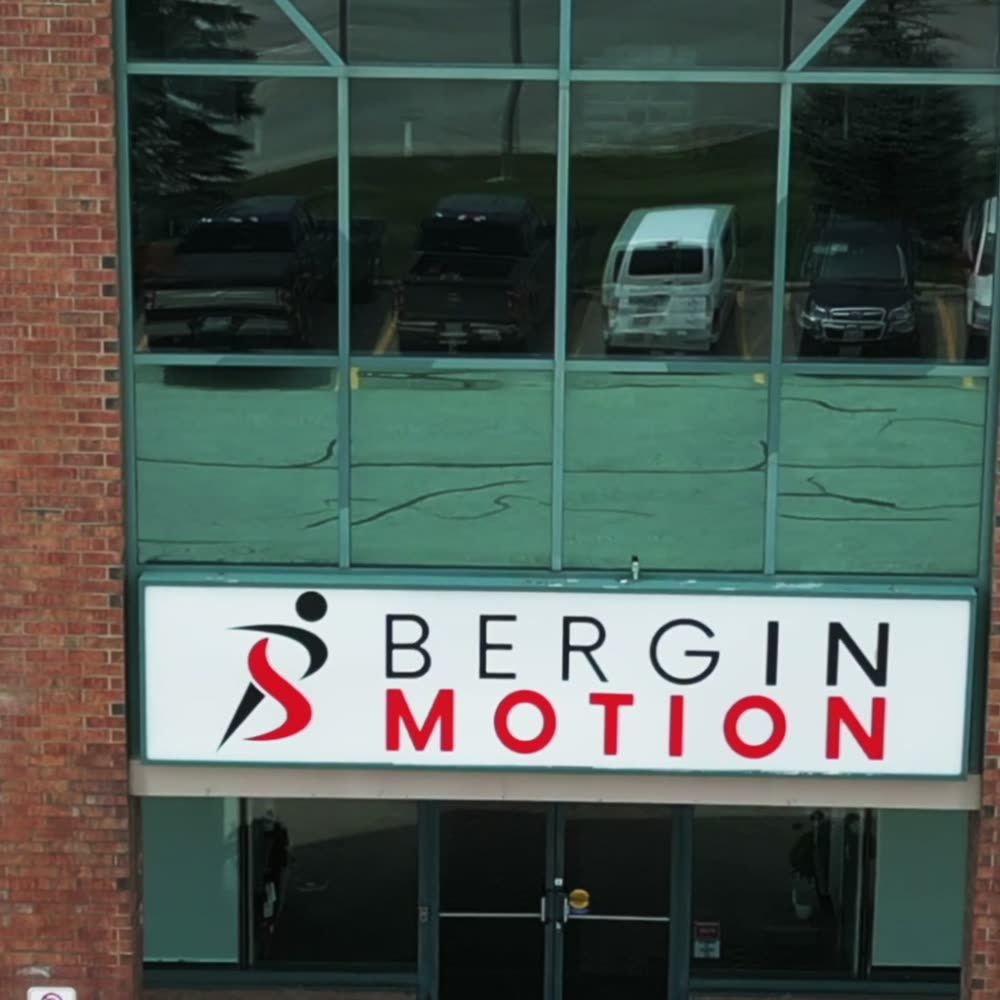 The Bergin Motion clinic exterior signage in Barrie, Ontario