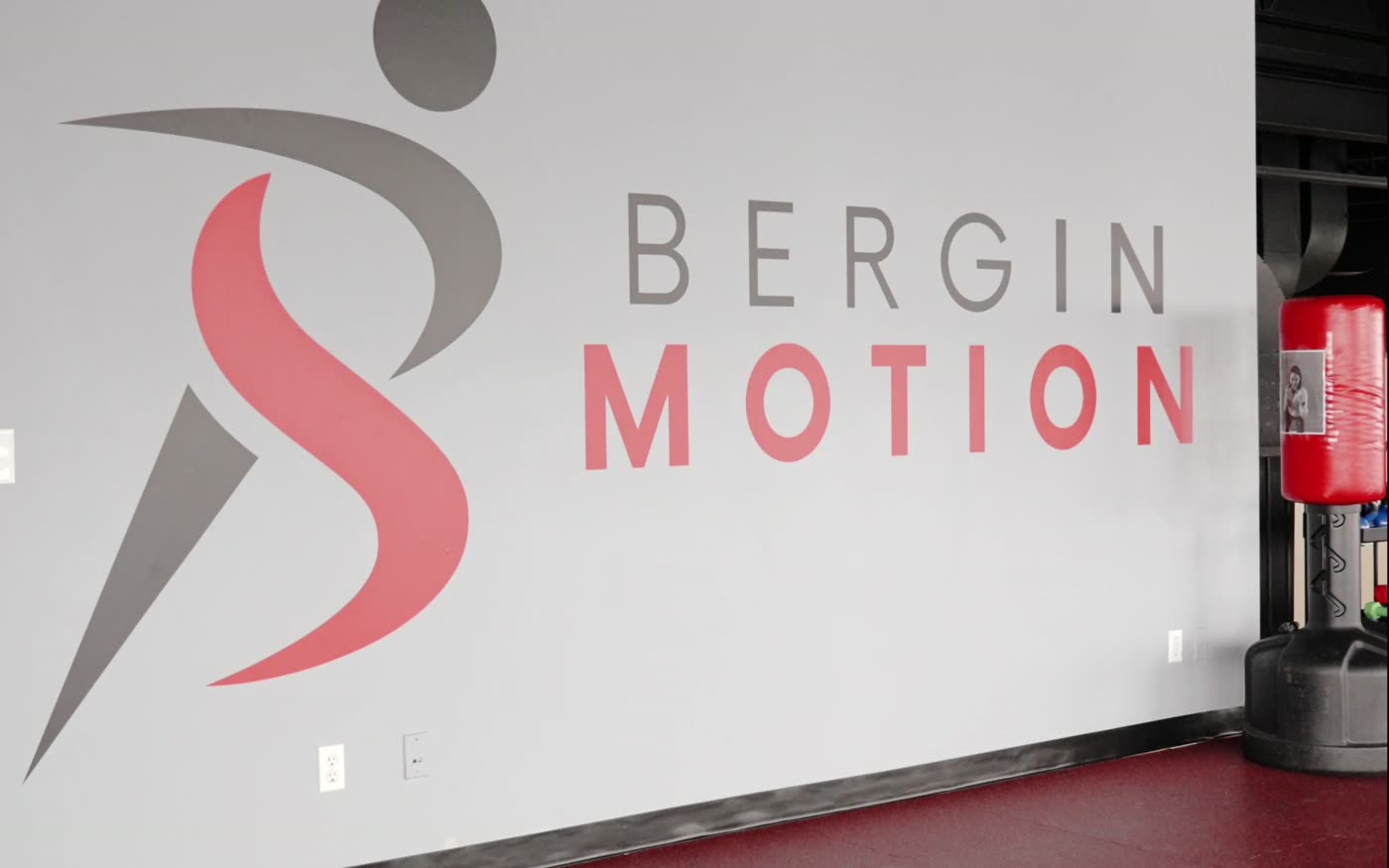 The Bergin Motion wall mark inside the clinic